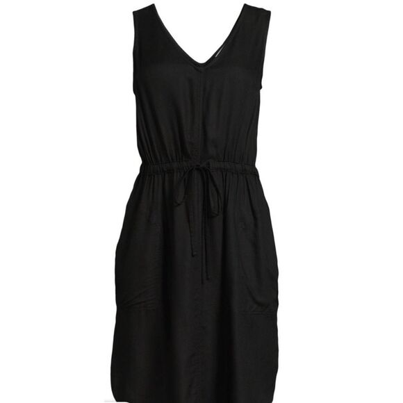 Time and Tru Sz XXL (20) Viscose Light Sleeveless Black Utility Dress w/ Pockets - Picture 3 of 8
